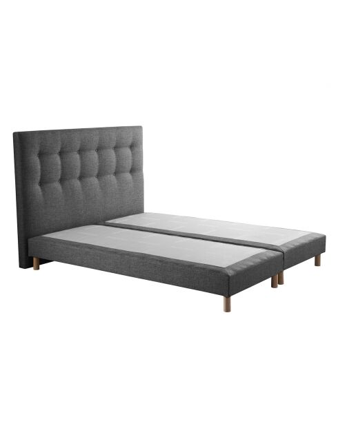 Sommier tapissier + tête de lit capitonnée Symbiose gris éléphant - 180x200 cm