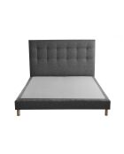 Sommier tapissier + tête de lit capitonnée Symbiose gris éléphant - 140x190 cm