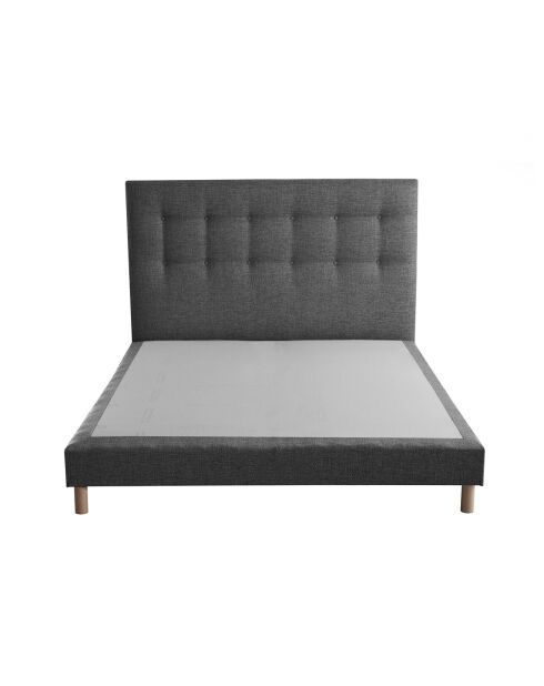 Sommier tapissier + tête de lit capitonnée Symbiose gris éléphant - 140x190 cm