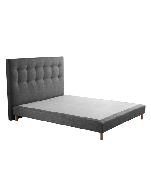 Sommier tapissier + tête de lit capitonnée Symbiose gris éléphant - 140x190 cm