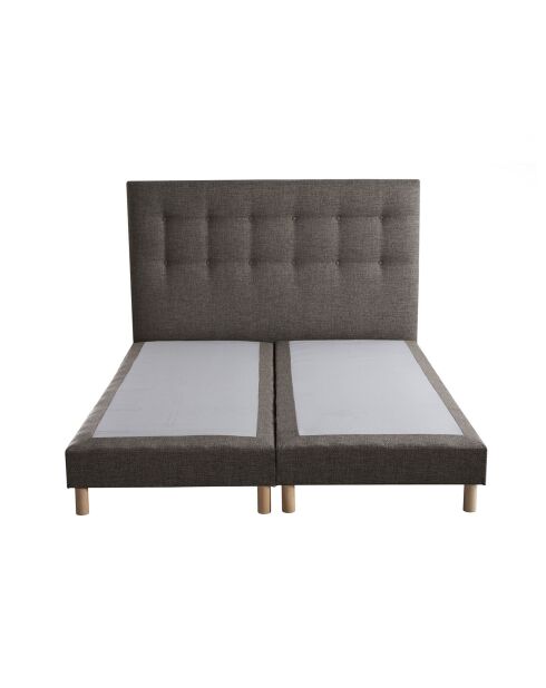Sommier tapissier + tête de lit capitonnée Symbiose camel - 180x200 cm