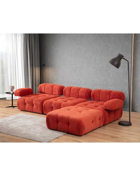 Canapé 3 places + Pouf Doblo rouge - 315/210x105x80 cm