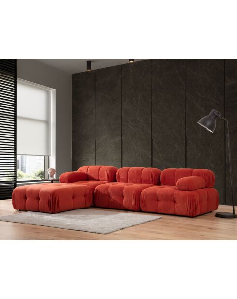 Canapé 3 places + Pouf Doblo rouge - 315/210x105x80 cm