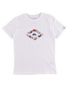 T-Shirt en Coton à manches courtes Logo fleurs blanc