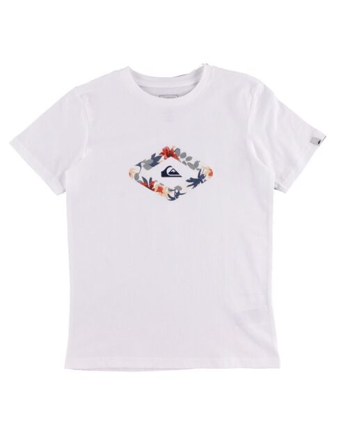 T-Shirt en Coton à manches courtes Logo fleurs blanc