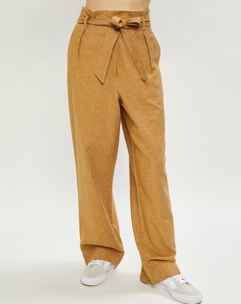 Pantalon en Lin & Coton Curt muscade