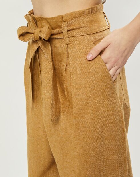 Pantalon en Lin & Coton Curt muscade