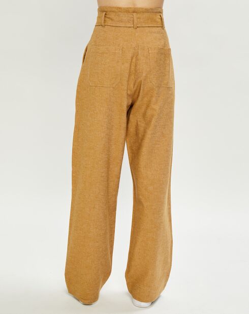 Pantalon en Lin & Coton Curt muscade