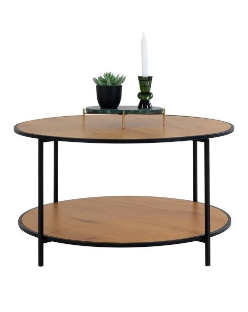 Tavolino rotondo con piani effetto rovere Vita nature - D.80x45 cm