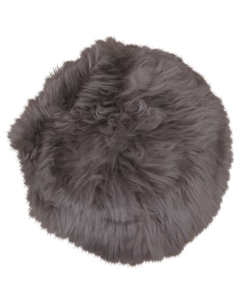 Galette en peau véritable lainée marron clair - D.35 cm