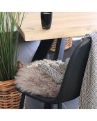 Galette en peau véritable lainée marron clair - D.35 cm