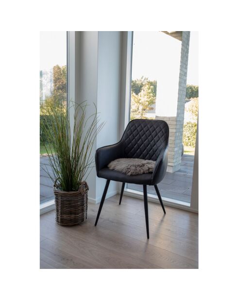 Galette en peau véritable lainée marron clair - D.35 cm