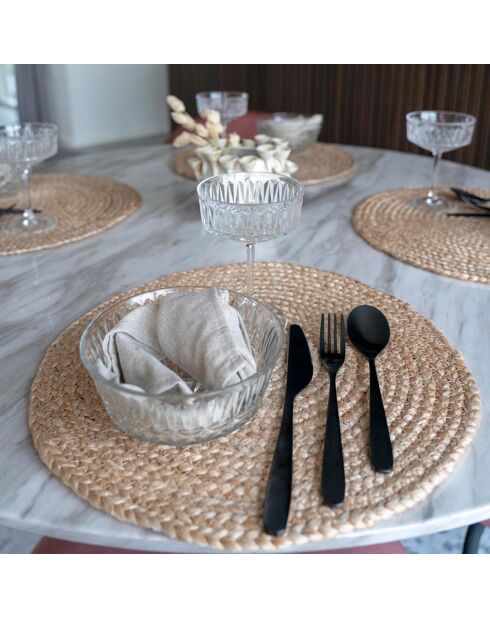 4 Sets de table en jute tressé Bombay naturel - D.38 cm