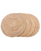 4 Sets de table en jute tressé Bombay naturel - D.38 cm