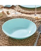 6 Assiettes creuses en Opale Pampille turquoise - D.20xH.4.3 cm