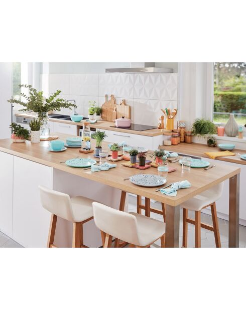 6 Assiettes creuses Venezia turquoise - 47 cl