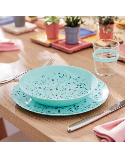 6 Assiettes creuses Venezia turquoise - 47 cl