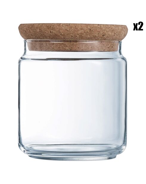 2 Pots Pure Jar Cork transparents - 75 cl