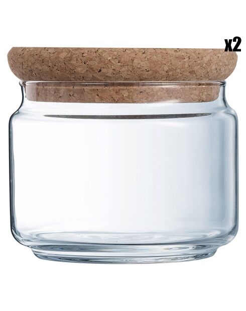 2 Pots Pure Jar Cork transparents - 50 cl