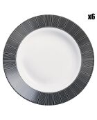 6 Assiettes creuses Astre noires - D.22 cm