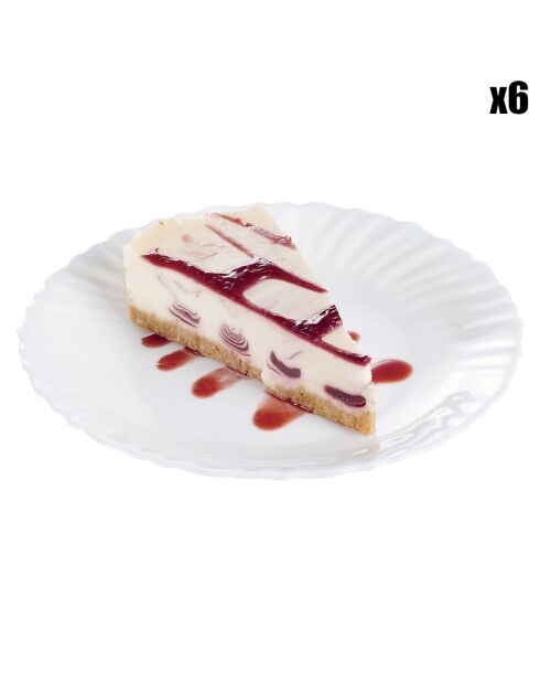 6 piatti da dessert Feston bianchi - D.13,8 cm