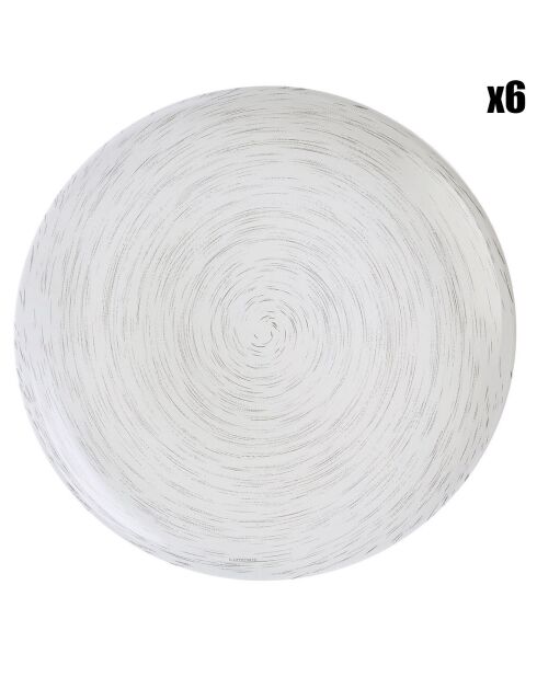 6 Assiettes à dessert Stonemania blanches - D.20 cm