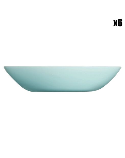 6 Assiettes creuses Venezia turquoise - 47 cl