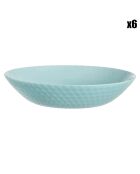 6 Assiettes creuses en Opale Pampille turquoise - D.20xH.4.3 cm