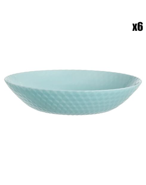 6 Assiettes creuses en Opale Pampille turquoise - D.20xH.4.3 cm