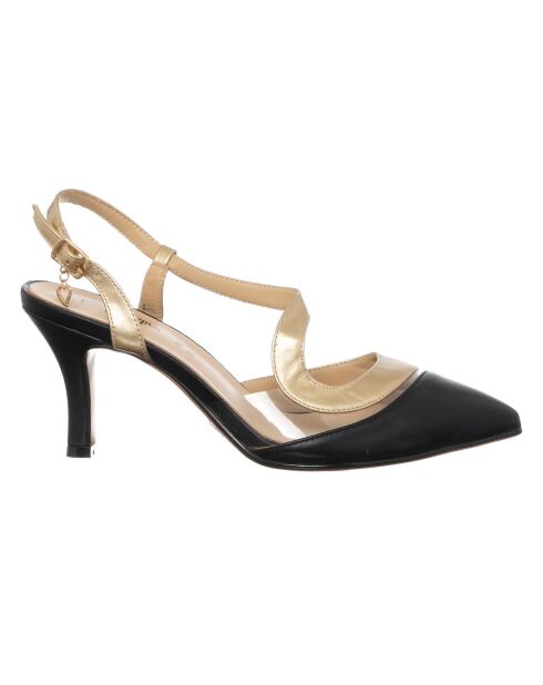 Slingbacks Luna noir/doré - Talon 8 cm