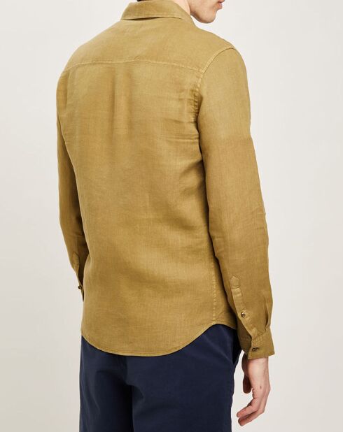 Chemise slim 100% Lin Efesio militaire