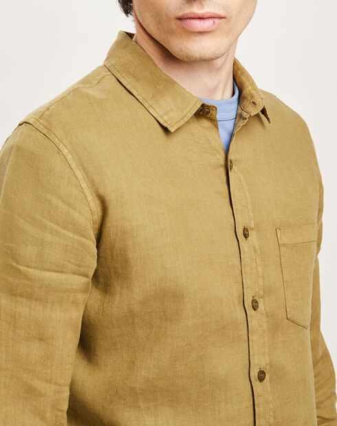 Chemise slim 100% Lin Efesio militaire
