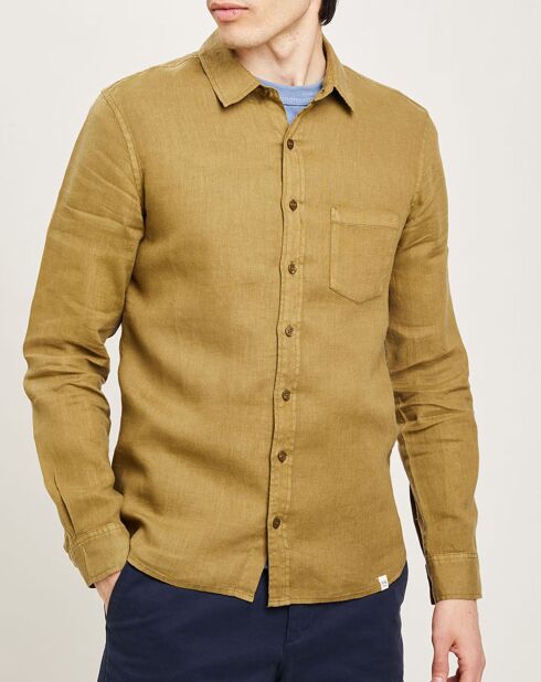 Chemise slim 100% Lin Efesio militaire