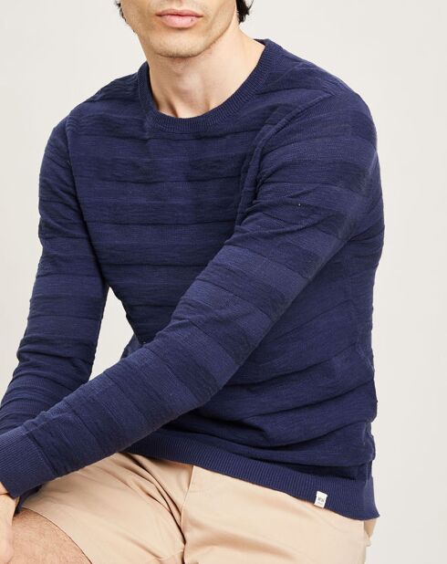 Pull Orio rayures texturées marine