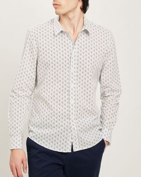 Chemise regular en Popeline Nabiso imprimée blanche