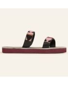 Mules en Cuir & Perles Aiden rose/noir