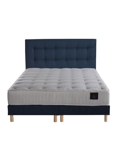 Ensemble Matelas ressorts ensachés Accueil latex Séléné + tête de lit capitonnée bleu marine - 180x200 cm