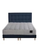 Ensemble Matelas ressorts ensachés Mémoire de forme Nova + tête de lit capitonnée bleu marine - 180x200 cm