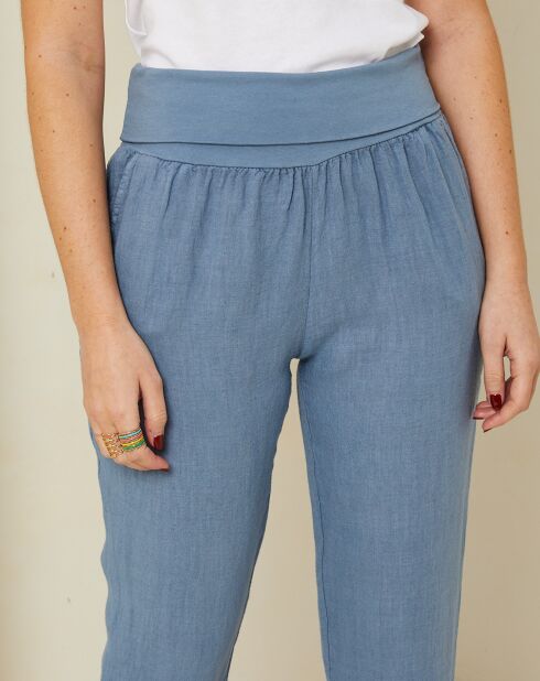 Pantalon 100% Lin Laurie bleu denim