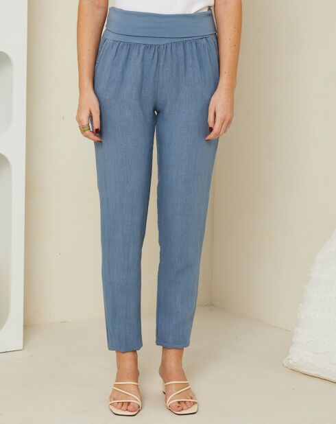 Pantalon 100% Lin Laurie bleu denim