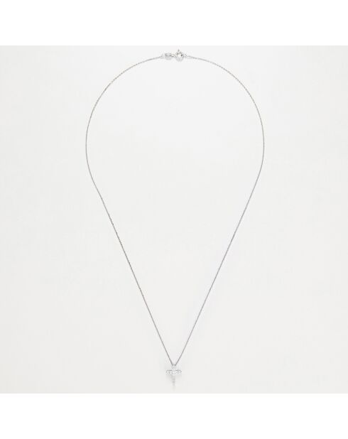 Ciondolo a croce sacra con diamanti in oro bianco 0,17 ct