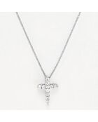 Pendentif Sacrée croix Diamants 0.17 ct or blanc