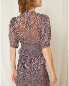 Blouse Christine bleu marine/rose