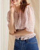 Blouse Normann écru/violet/rouge