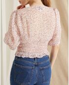Blouse Normann écru/violet/rouge