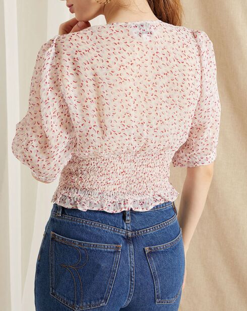 Blouse Normann écru/violet/rouge