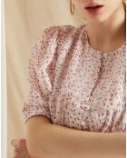 Blouse Normann écru/violet/rouge