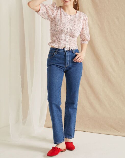 Blouse Normann écru/violet/rouge