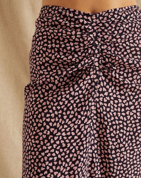 Jupe Christine bleu marine/rose
