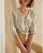 Blouse Suzanna blanc/bleu/jaune